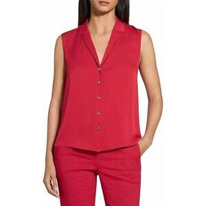 NEW THEORY camp collar top in cherry